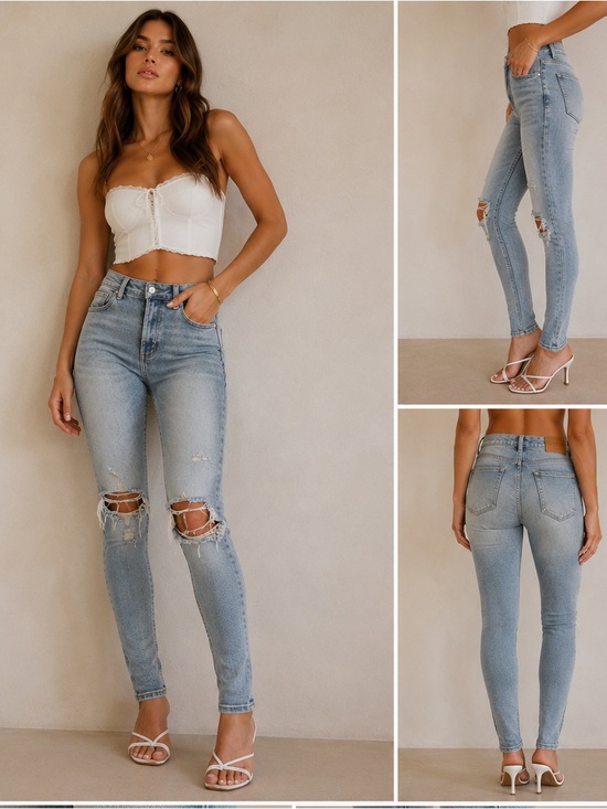 Cello Denim - Cello High-Rise Light Blue Distressed Skinny Jeans - Women Size 5